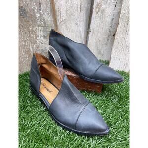 Free People Royale Flat Gray Black Leather Pointed Flats Women's EU38 US 8
